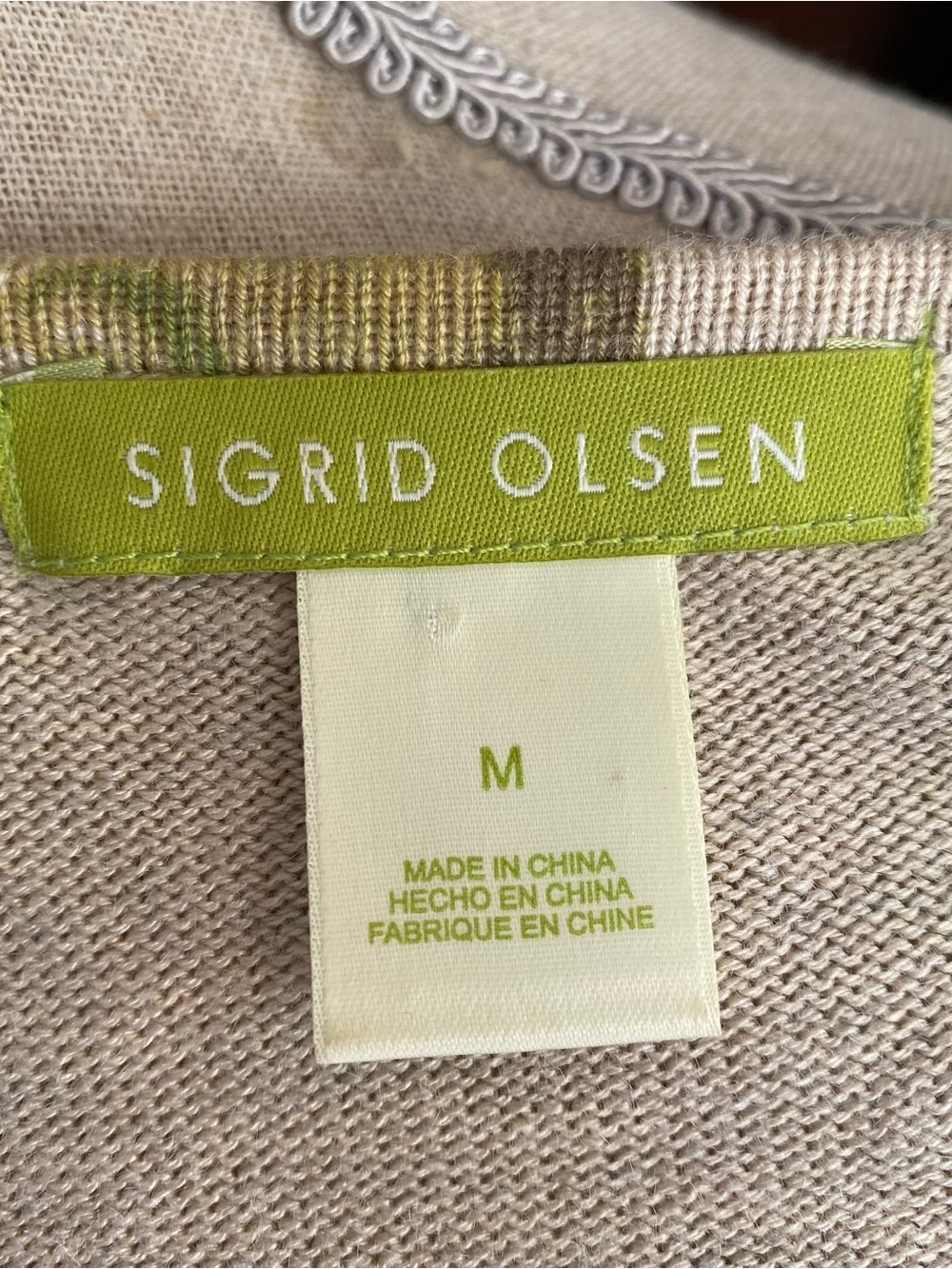 Sigrid Olsen Paisley Button-Front Long Sleeve Cardigan, in Green-Pink M EUC - Picture 13 of 14